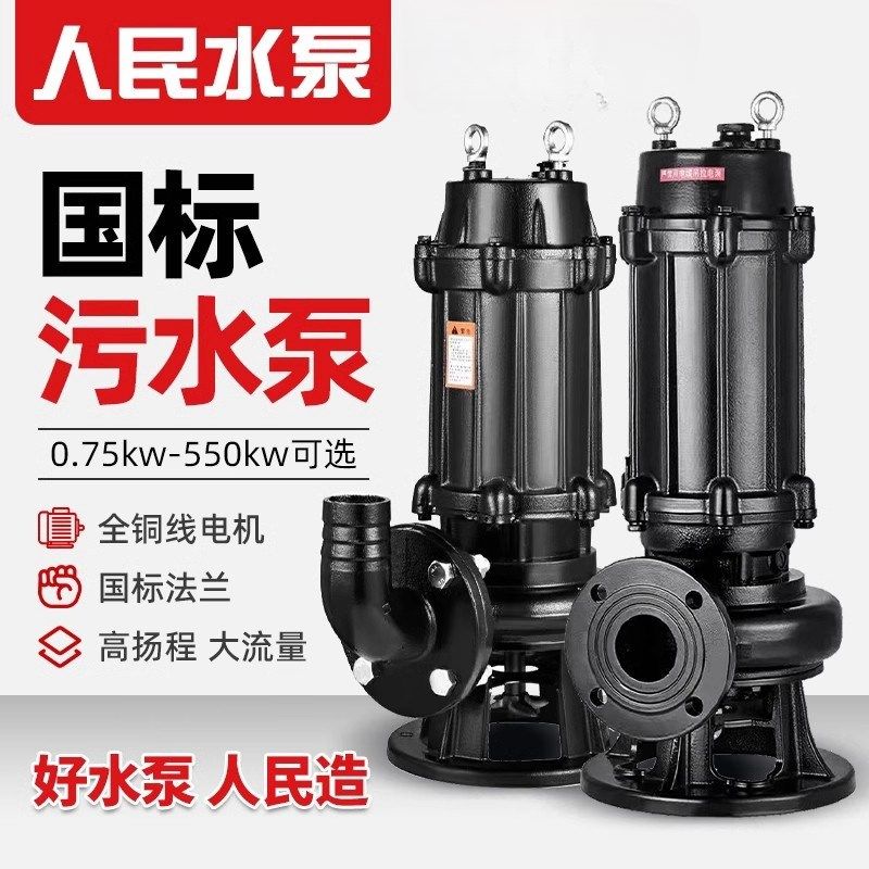 上海人民国标污水泵380V三相潜水排污泵单相家用220V抽水排污泵