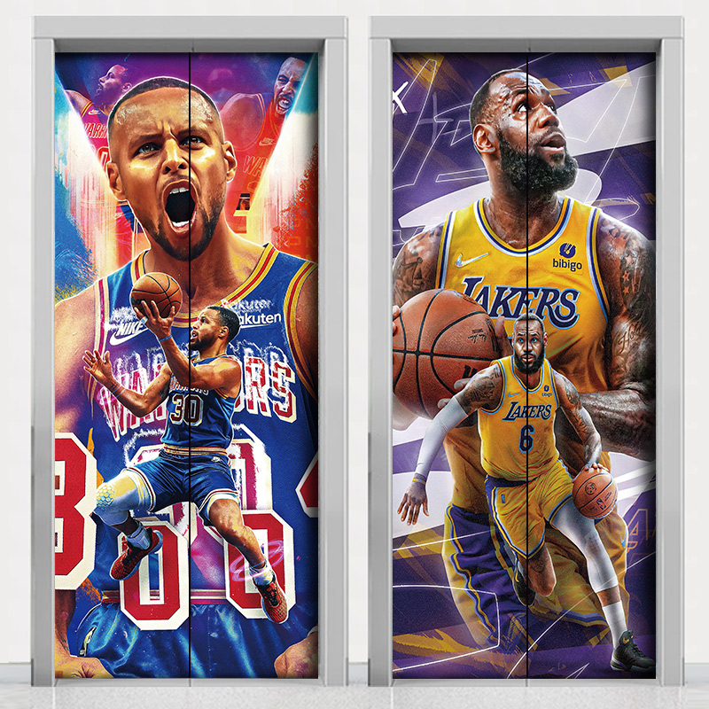 电梯门贴纸贴画装饰科比詹姆斯库里NBA入户翻新加厚自粘来图定制