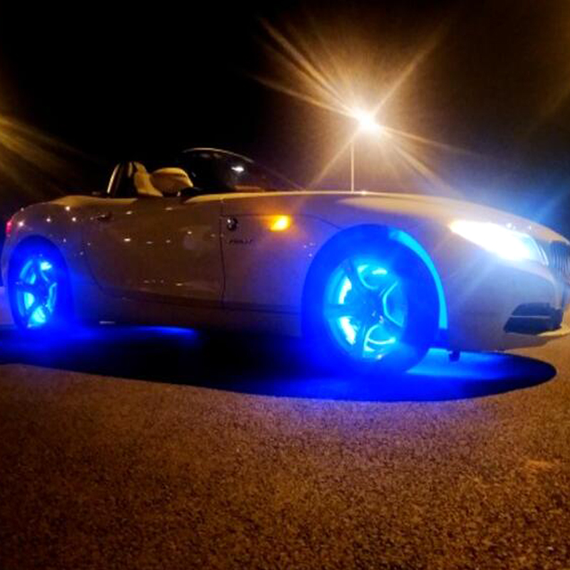 汽车轮毂灯轮胎灯风火轮 LED七彩爆闪装饰灯改装车轮灯底盘灯接线