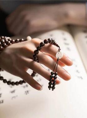 无距好物甄选普陀山小叶紫檀手链佳藕天成佛珠手串印度满天星念珠