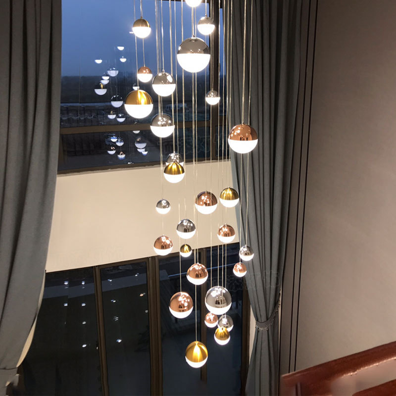复式楼挑空高客厅吊灯loft公