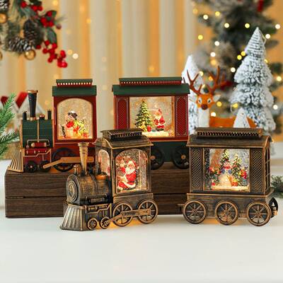 创意圣诞16573节发带音乐注水火光车礼装饰品八音盒酒店商店橱窗