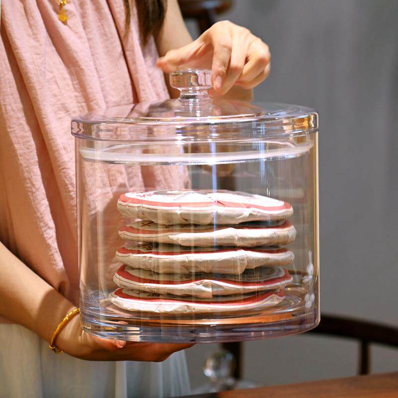 透明普洱收纳盒茶储PC茶叶存罐大容量七子饼整桶提收纳OWR茶饼盒