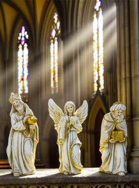 白色马槽组树脂摆件1款1561件创意圣诞礼物家居新装套饰工艺礼品