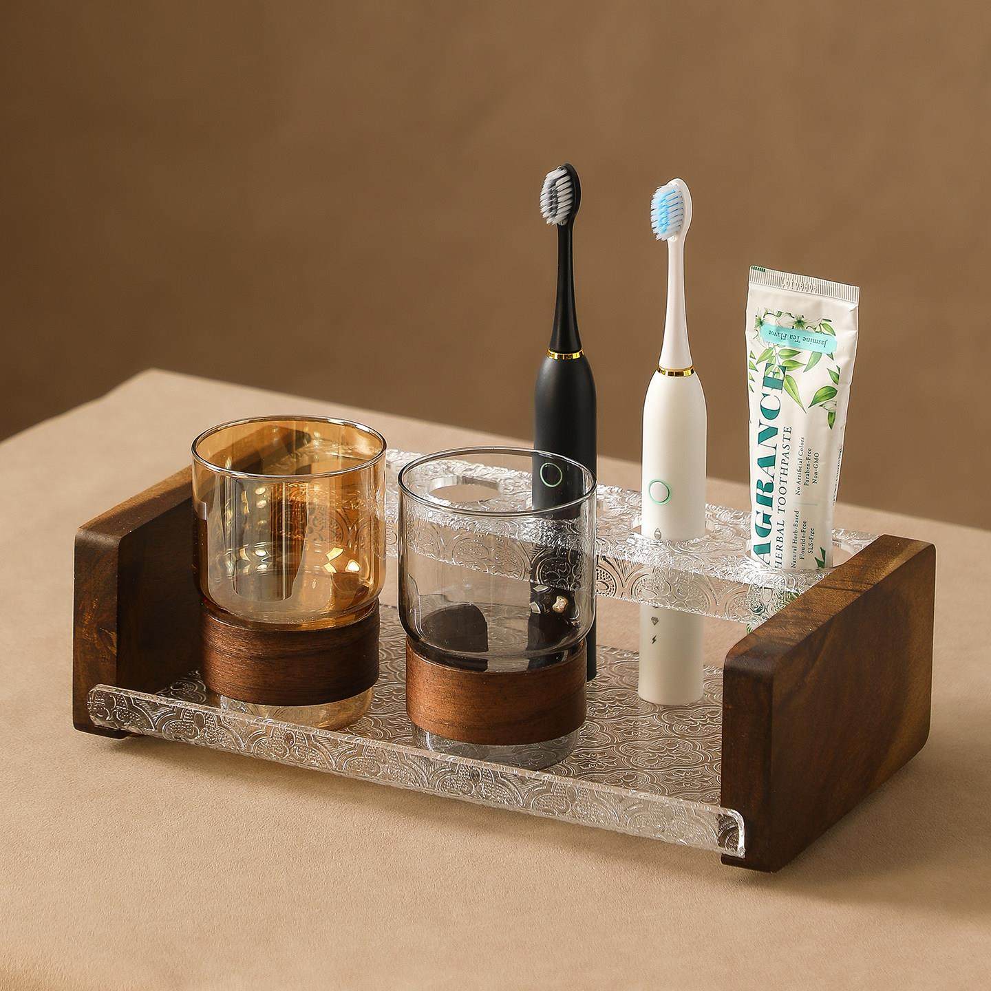中古风牙刷置物架高级感刷牙漱口杯套装卫生间台面牙杯牙膏收纳架,家庭/个人清洁工具,牙刷架/牙具座,淘宝优惠券,粉丝福利购,淘宝优惠卷