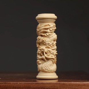 黄杨木雕生肖龙工艺品拉手件龙柱拉手龙客厅家居装饰小饰品