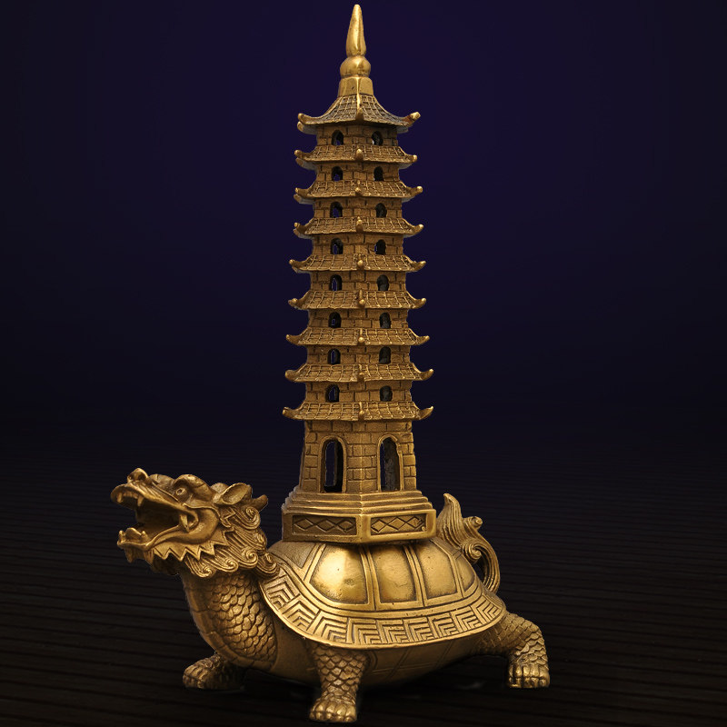 黄铜龟塔龟葫芦摆件龙龟文昌塔九层龙头龟葫芦家居客厅装饰工艺品