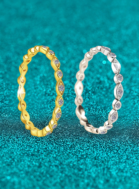 极简银质镶钻戒指女士小众设计师款圆形几何开口戒指环