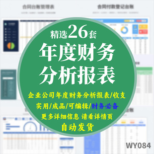 企业公司年度财务分析报表统计工资开支经营项目成本报告Excel