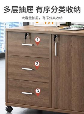 办柜文RGI件柜子分层置物架商务木制简资料柜桌下公易收带纳锁储