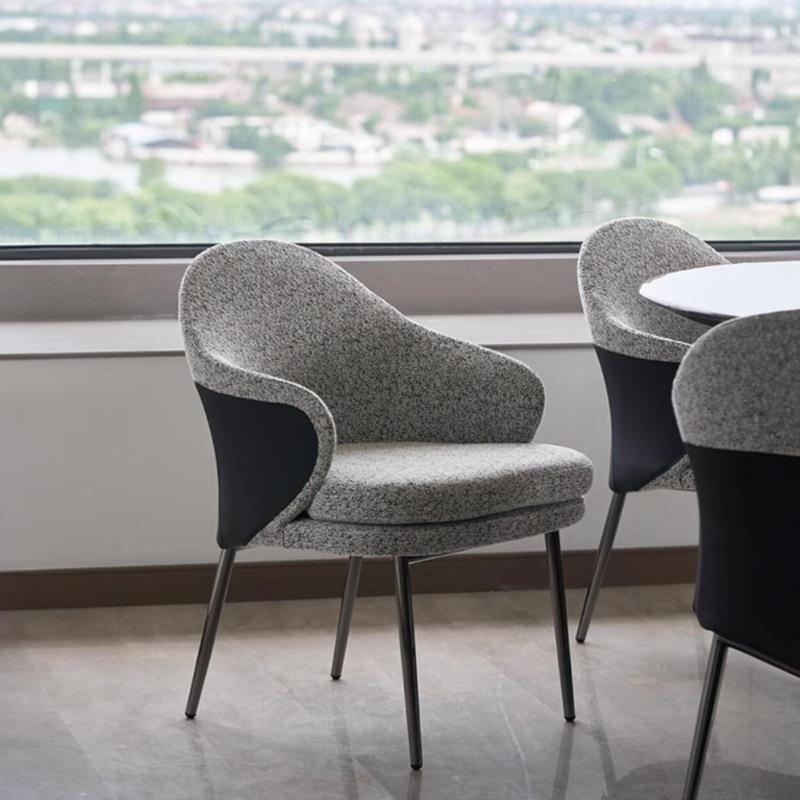 网红艺布餐意椅式轻家用餐厅小户型奢椅子设计师洽谈椅商用靠KB12