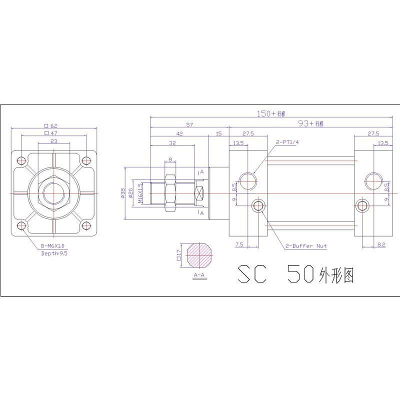 SC标准气缸SC50X25X5X0X75X1001725X150X15200X250X30X0/40WJE0气