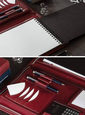 a4多电功能拉链位PKK文夹PU皮文件包带计算器卡经理夹可件装脑秘