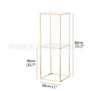 新款婚庆道具铁艺婚电镀几花架方NXI框可现拆何卸礼场主桌装饰架