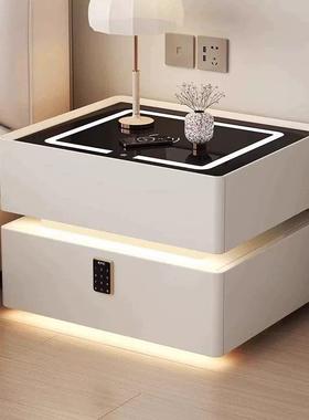 22QFA5款卧室悬浮床头柜实木轻奢智能无新线充0带电密码锁房间床