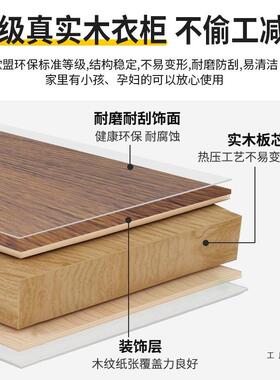 实木衣家用卧室现简约出租房UIK用经济型免柜安装装组推拉门大代