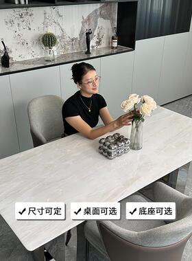 3Y天卡里冰玉然大石餐桌意式墅极LR002理简长方形家用小户型别餐