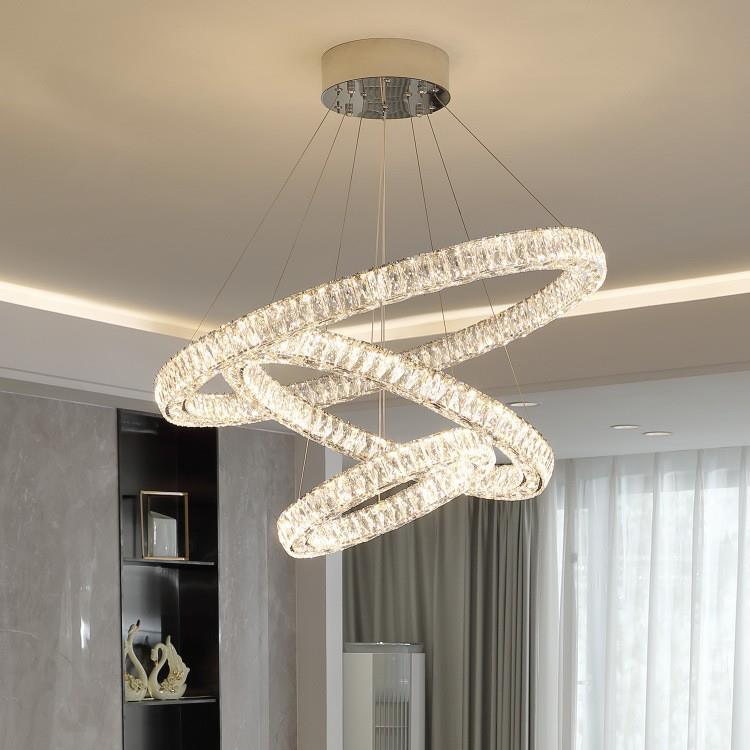 2楼0大23年新款客厅晶圆环8308梯吊灯后现代轻奢圈圈主卧创意餐厅
