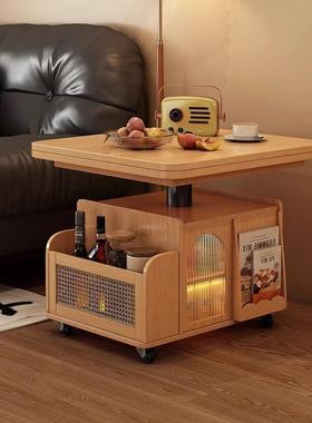 实木可发升降折叠茶几车小户XMZ型移动推茶桌两用茶台多能沙边柜