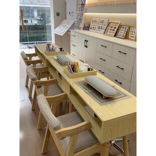 实木甲桌网简红298日甲式美甲台带内嵌吸尘器约美桌椅套美装跨境