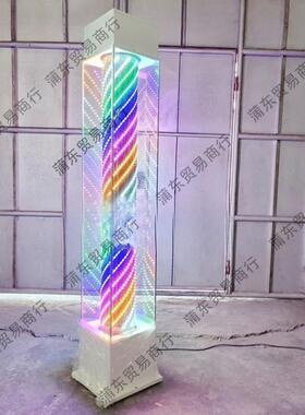 YYN理发店转灯落地外防彩水发廊标志炫玻璃美灯发店灯户箱可批垒