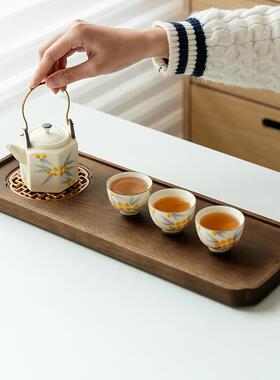 天然胡桃茶盘整块原木家用小型排木式茶海实JYA功夫木干水泡茶台