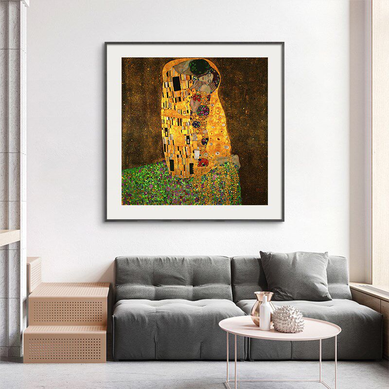 克里姆特吻客厅装饰画沙发背景墙挂画玄关卧室床头壁画摆件名画