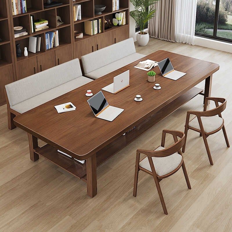 客厅实木大长书桌书柜一体组合阅读学习桌写字桌家用带隔板工作台,住宅家具,书桌,淘宝优惠券,粉丝福利购,淘宝优惠卷