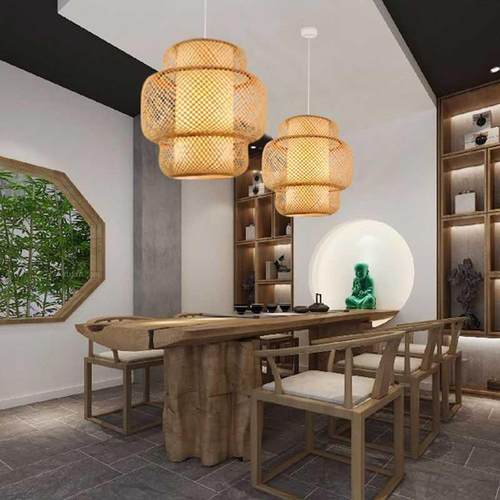 中式竹编吊灯民宿餐厅饭店吧台灯具火锅店创意复古农家乐竹艺