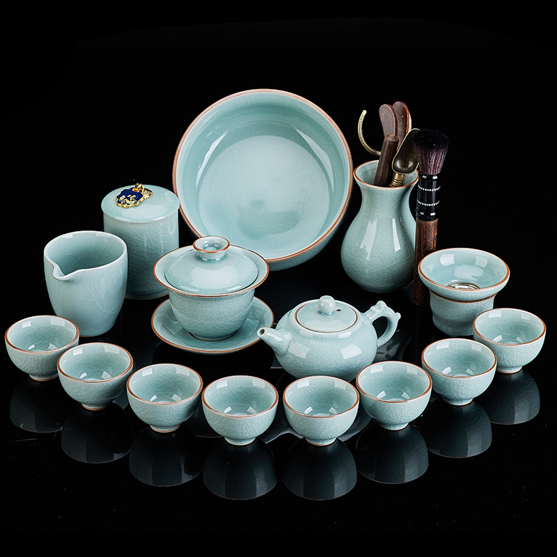 鑫艺缘整套定青瓷茶具套装家用客厅功夫茶杯办公会客泡茶高档陶瓷