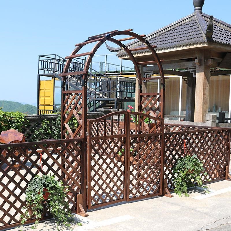 防腐木拱门花架花园爬藤圆拱萄架庭院木门栏栅葡栏月围季蔷薇门框