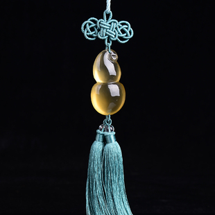 葫芦车挂天然黄水晶挂件平安创意挂饰男女车内吊坠汽车饰品