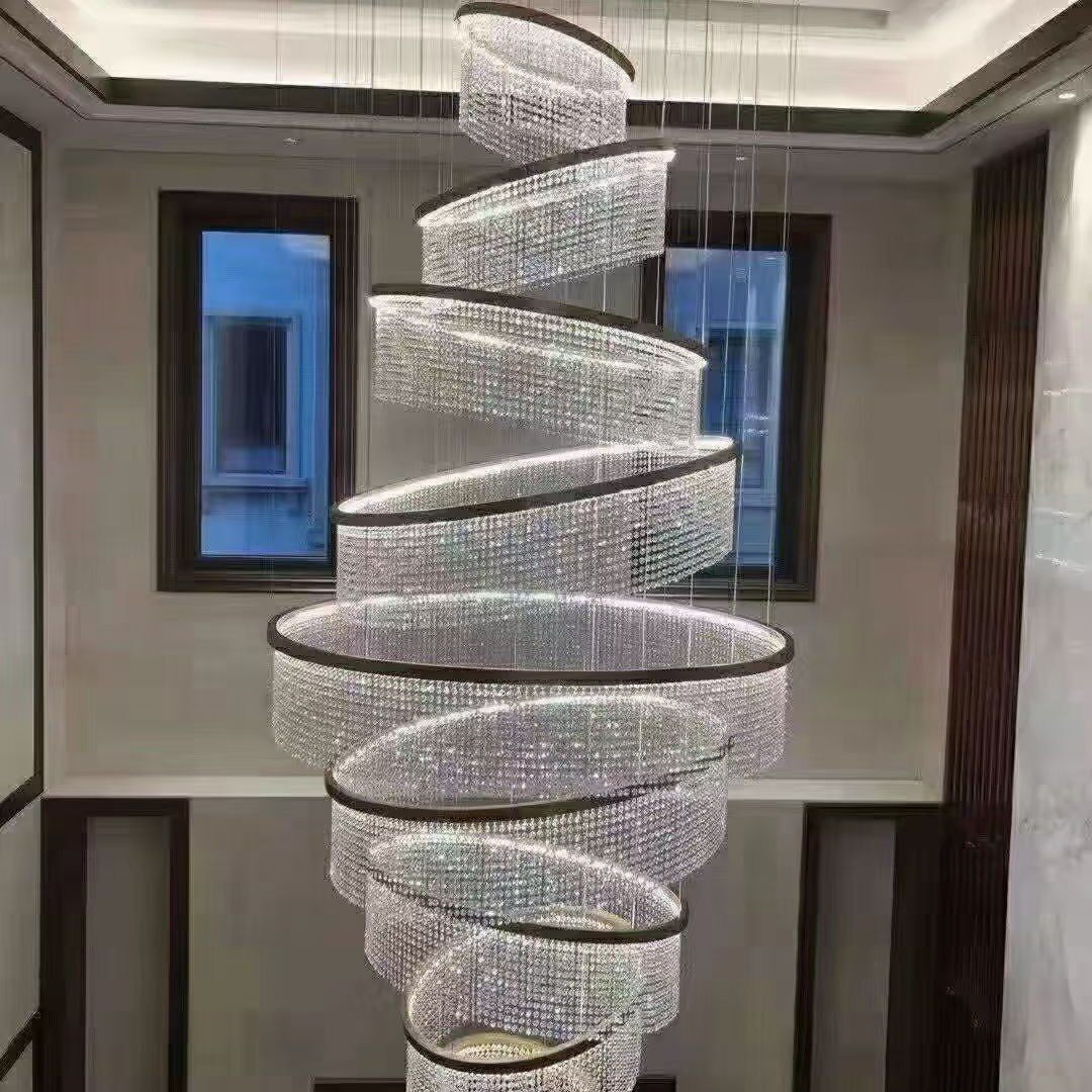非标制造灯具长条水晶棒吊灯酒店别墅复式楼中空吊灯制作