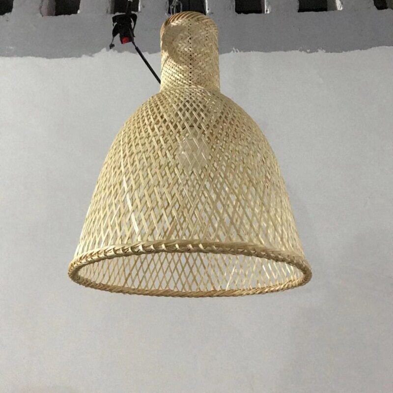 新中式阳台茶室吧台竹编日式灯笼灯具餐厅吧台竹篾竹丝编织吊灯