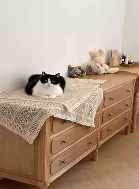 RH橡美FVF式木木六斗储柜复古做旧卧室多功能物柜实收纳柜床边床