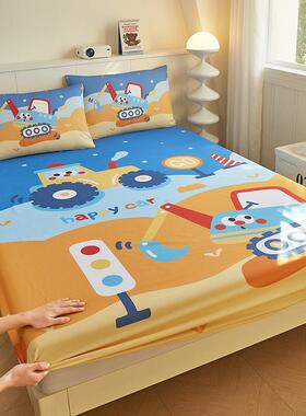 挖机儿童床笠纯棉防1.2米土卡CC251221通男孩全包滑固定1.单件床