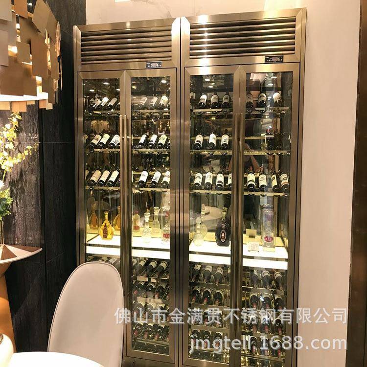 制不锈ZFF钢恒用温酒柜商用家简约酒架高端不锈钢恒定温酒柜