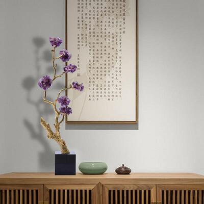 紫晶摆件发财树现代轻奢AL100818电视柜台饰面玄关艺术水软装装品