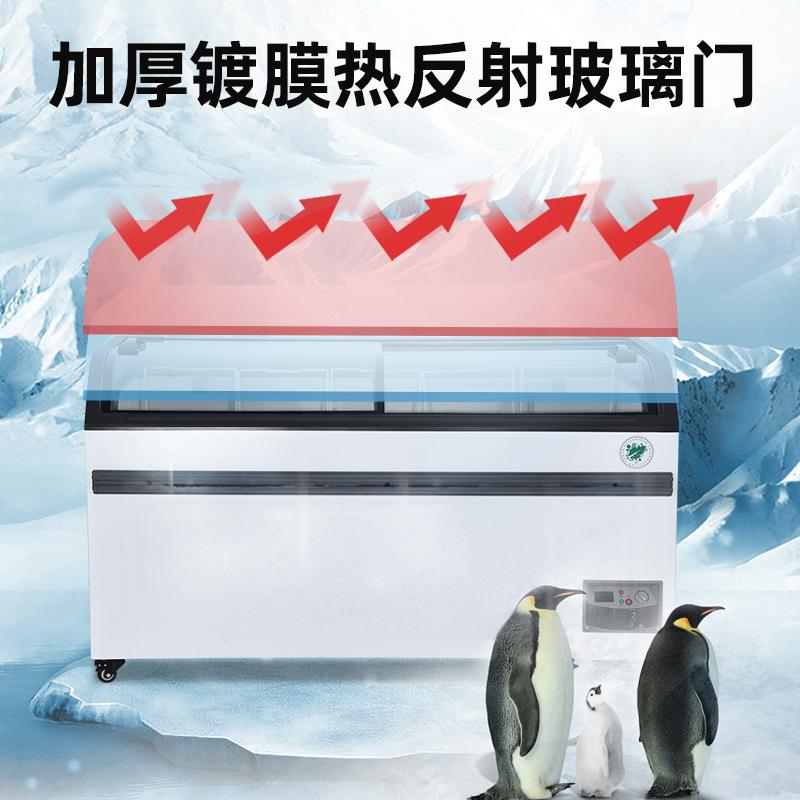 雪糕柜商冷用大容量卧式冻冷冰藏透柜736明玻璃门超市组合岛柜展