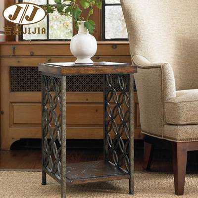美式乡旧村铁艺实木茶几客厅茶玄关桌YPH8942子复古老几边几做书