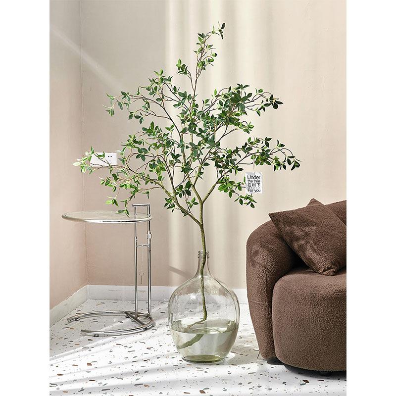 装真绿植仿064山茶枝客厅服店落地装饰吊钟枝假树仿生植树物橱窗