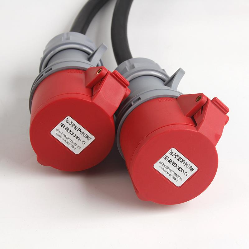 五2A工业插头IP4芯4连接器5P红色C连接器带50M电源XED线工业3一拖