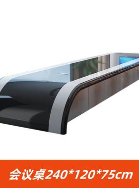大型烤漆会议桌长创现代桌简约现代白色条001意会议室长洽谈桌椅