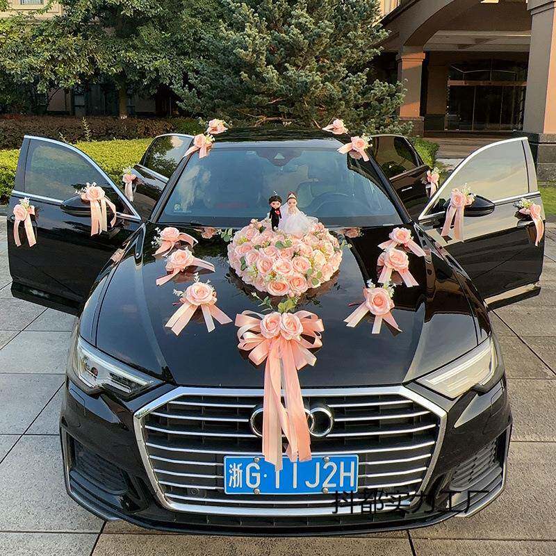 DtnH5KA8主婚车花装饰车头花拉结婚车布花置婚礼车队全套仿真2024