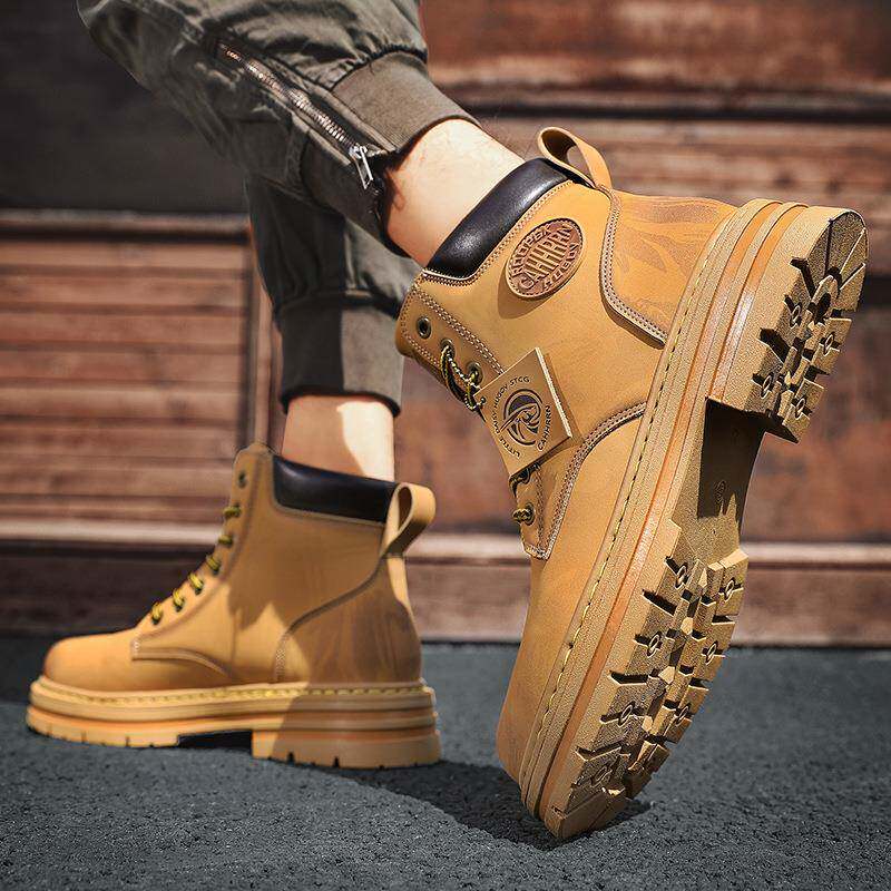 马丁靴男2装0踢年24秋冬款耐耐穿173青高帮加绒棉靴潮搭大黄靴工