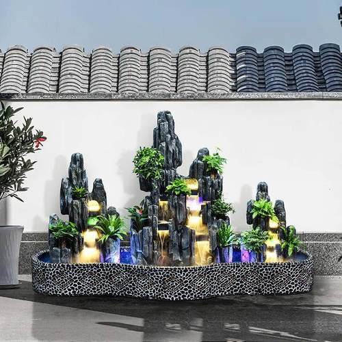 大假山鱼缸瀑布流水小院池别装饰UYM高鱼山喷泉摆件庭院造型景布