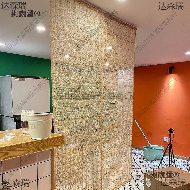 苎麻帘玄关垂麦帘隔断帘日式柯咖童挂帘帘免打孔装饰帘屏风草帘透