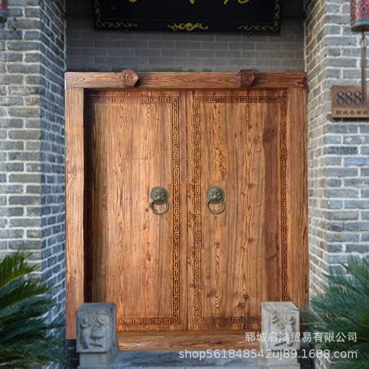 老榆木式仿古大门中室内门宿木做旧门别墅大门老榆170门民板