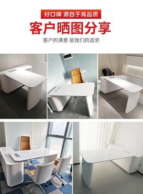 烤老板桌简约白色经漆理桌办公桌大班OTW台主管桌子办尚公时家具