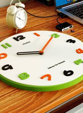 超静401立体创用意极简钟表客厅挂墙21025新音时钟家挂钟简SLQ约